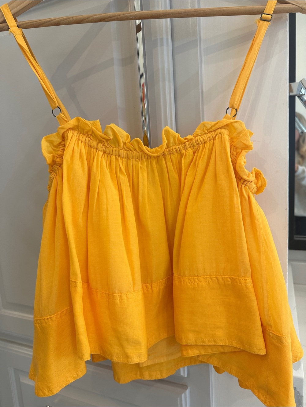 Pilcro Bright Yellow Ruffled Spaghetti Strap Camisole - Picture 3 of 3